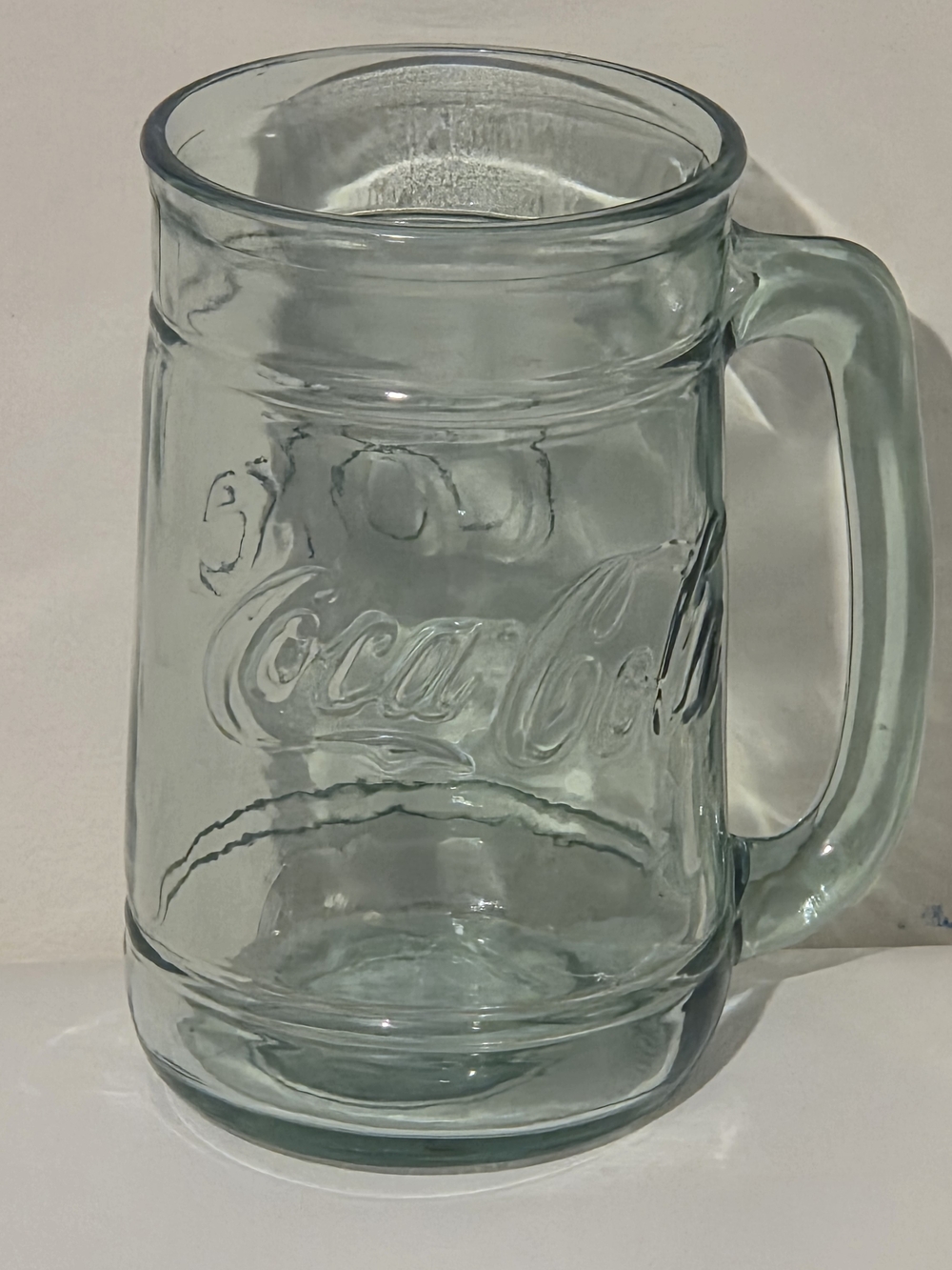 Coca Cola Green Tinted Glass Mug W/ Handle